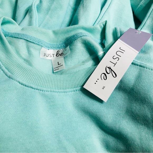 Women’s crewneck sweatshirt raglan long sleeves green mint.L - Picture 2 of 3